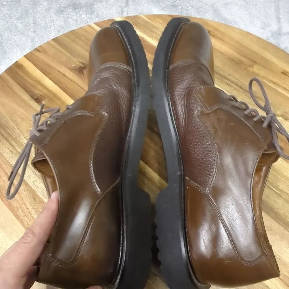 Florsheim FLS Shoes Mens 9 M‎ Brown Leather Midtown Cap Toe Lace Up Oxfords